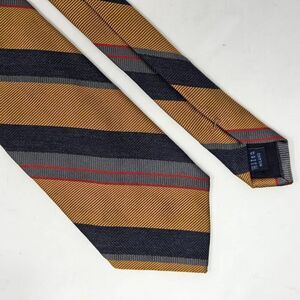 BERGDORF GOODMAN ALTEA MILANO SILK TIE BLUE ORANGE GRAY REPP STRIPE 3.5" X 60"
